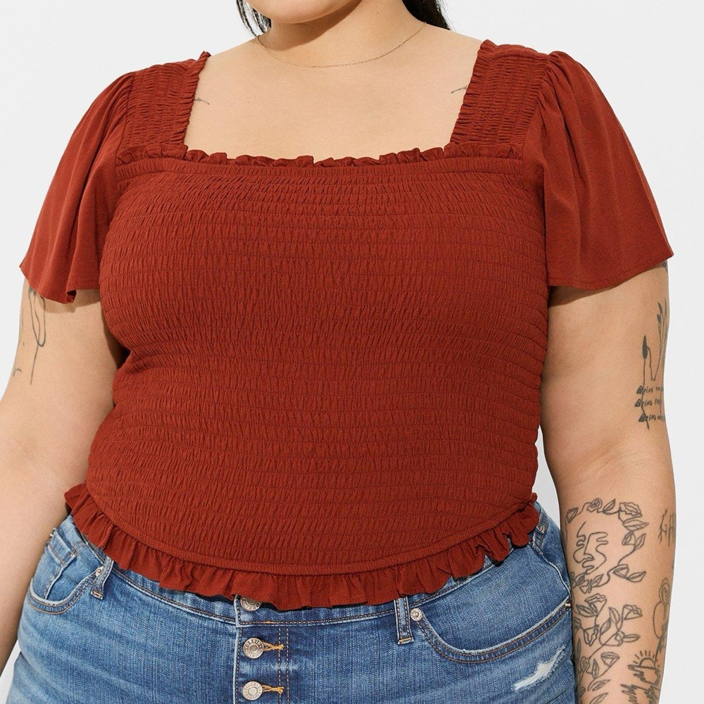 Torrid Smocked Flutter Sleeve Crop Top